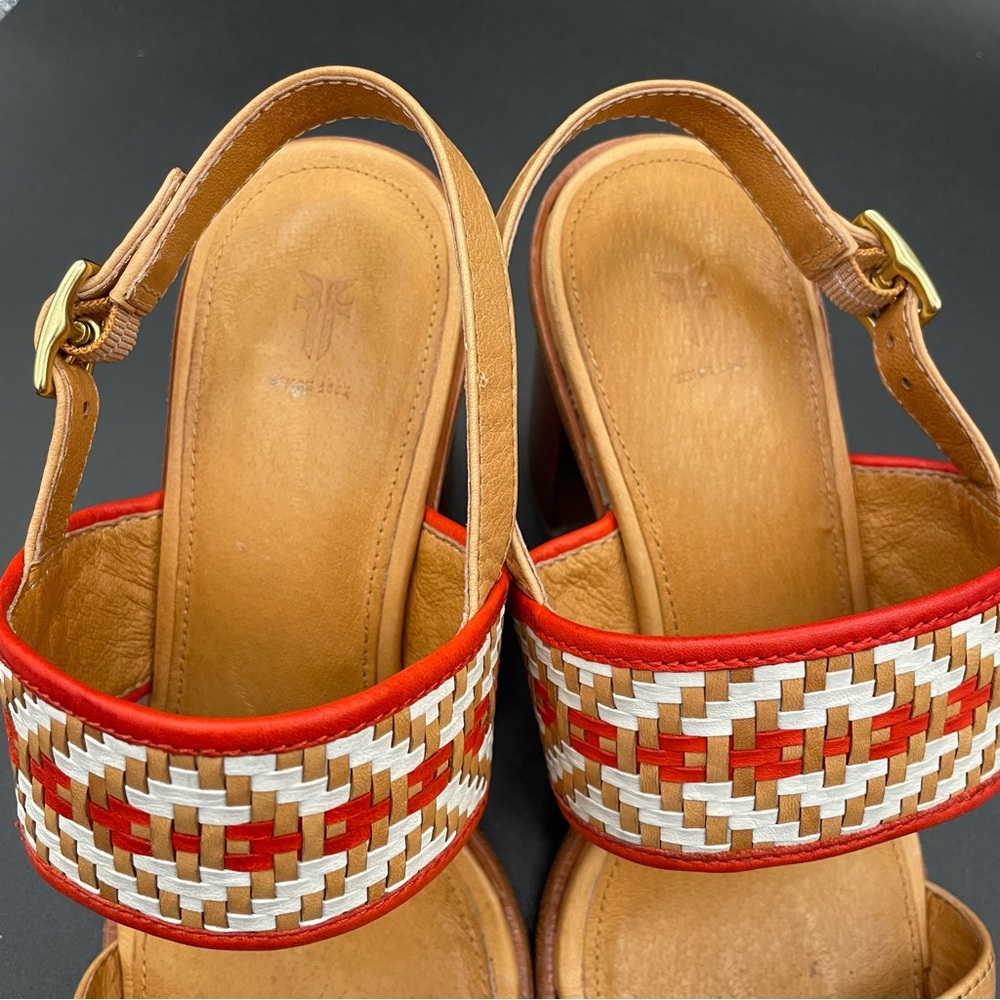 Frye Amy woven sandal, size 7 Boho stacked heel - Picture 3 of 12